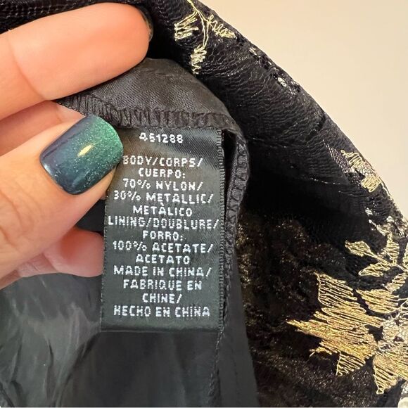 JILL STUART Floral Jacquard A-line Mini Dress NEW Size 6 Black & Gold - Picture 8 of 8